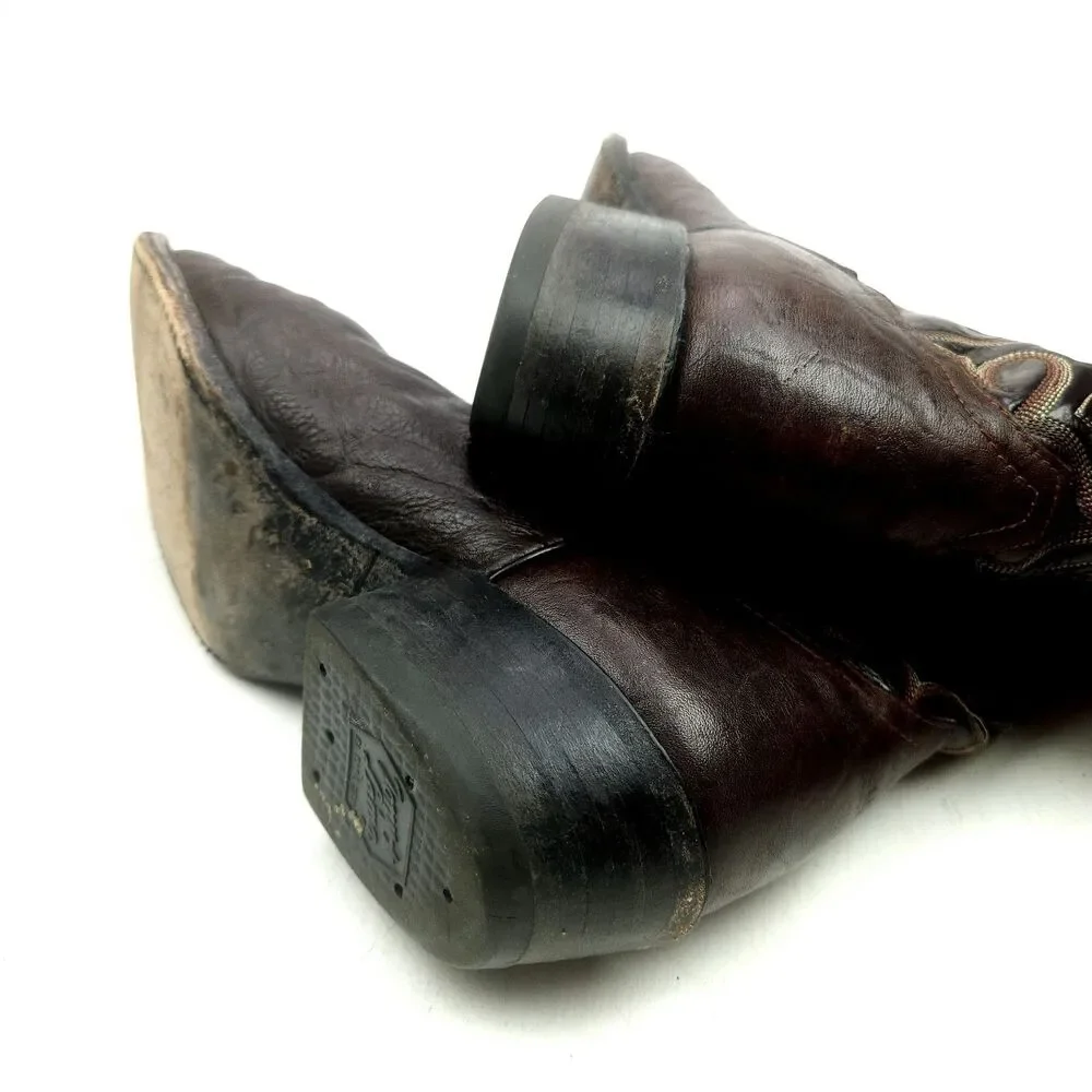 Vintage Tony Lama 6703 Men's 10 D Cowboy Western Boots Brown Black Leather